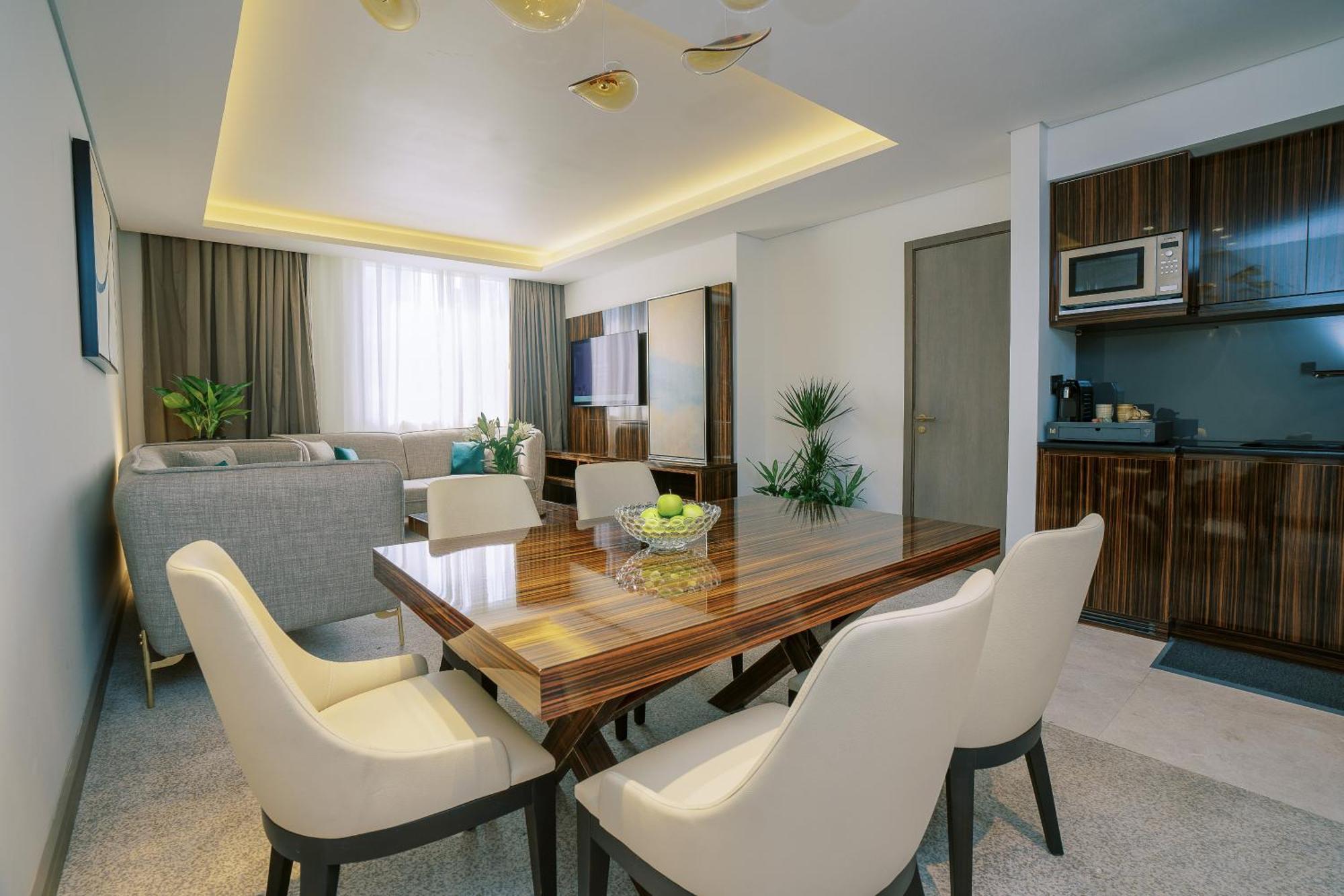 Khalidia Palace Hotel Dubai By Mourouj Gloria Exterior foto A 3D interior rendering of a living room